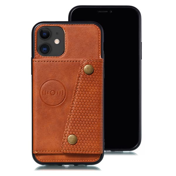 Smidigt Stilrent Skal med Kortfack - iPhone 12 Ljusbrun