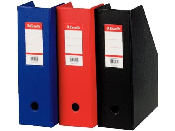 Esselte Standard-lehtikansio, A4, kartonki, musta (W)100 mm, PVC-kalvolla kutistettu, taitettava, läpinäkyvä tasku ja (56077)