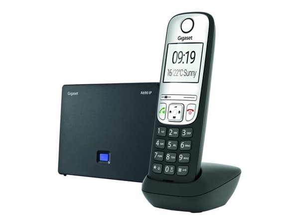 Gigaset A690 IP - Trådlös telefon/VoIP-telefon med nummerpresentation - DECT\GAP - SIP - svart
