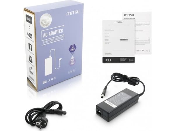 Mitsu lader / strømadapter 19.5v 4.62a (7.4x5.0 pin) - dell 90W