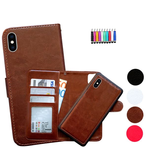 iPhone X/Xs - Plånboksfodral / Magnet Skal + Touchpenna Black