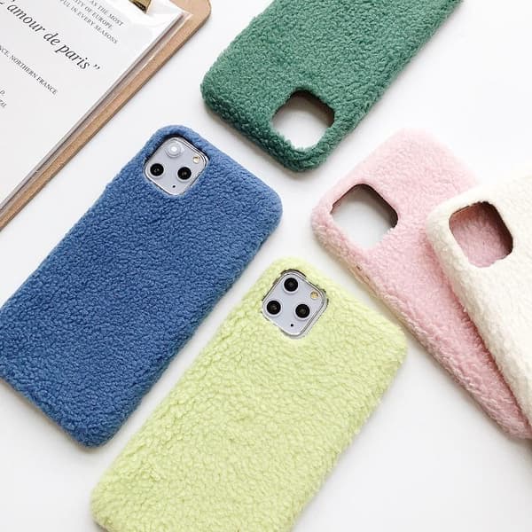 iPhone11 Pro Max skal teddy material fluffigt mjukt stickat