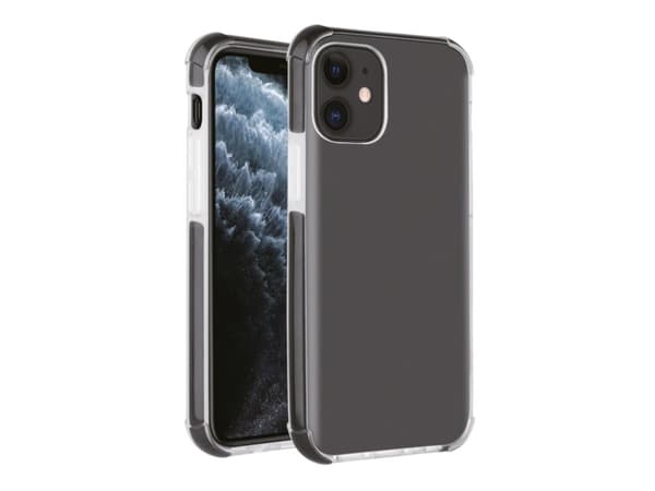 Vivanco Rock Solid - Baksidedeksel for mobiltelefon - termoplast-polyuretan (TPU) - svart, gjennomsiktig - for Apple iPhone 12, 12 Pro