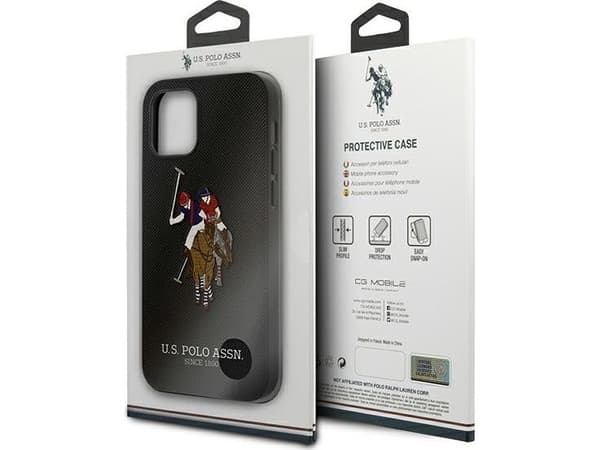 Deksel US Polo Assn US Polo USHCP12LPUGFLBK iPhone 12 Pro Max 6.7 Svart / Svart Polo Embroidery Collection