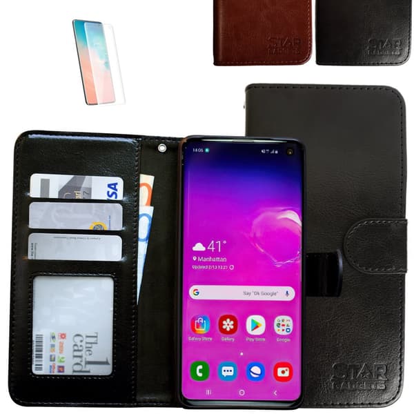 Samsung Galaxy S10 - Nahkakotelo / Suoja Black