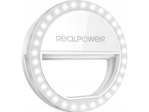RealPower Smartphone Ringlicht fuer noch bessere Selfies, LED, Grå, Smartphones, 8,5 cm, 28 mm, 70 g