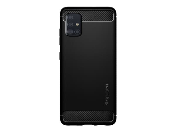 Spigen Rugged Armor - Baksidesskydd för mobiltelefon - robust - kolfiber, termoplastisk polyuretan (TPU) - mattsvart - för Samsung Galaxy A51
