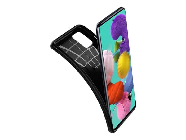 Spigen Rugged Armor - Baksidesskydd för mobiltelefon - robust - kolfiber, termoplastisk polyuretan (TPU) - mattsvart - för Samsung Galaxy A51