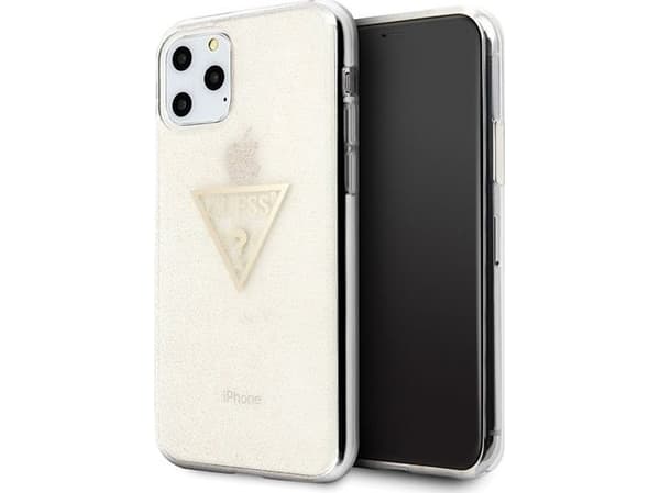 Guess GUHCN58SGTLGO iPhone 11 Pro Gold/Gold kova kotelo Glitter Triangle