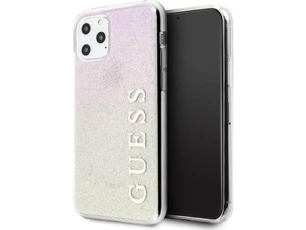 Apple iPhone 11 Pro Max Guess Hard Case Gradient Glitter (GUHCN65PCUGLGPI) Gull og rosa