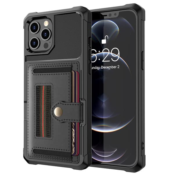 iPhone 12 Pro - Stilrent Skal med Korthållare Svart