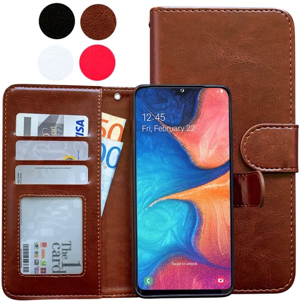 Komfort & Skydd Samsung A20e - Läderfodral! Black