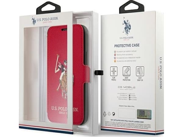 Deksel Us Polo Assn USA Polo USFLBKP12LPUGFLRE iPhone 12 Pro Max 6,7" rød/rød bok Polo broderisamling