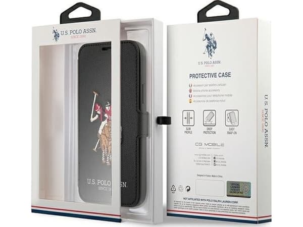 Case Us Polo Assn USA polo USFLBKP12LPUGFLBK iPhone 12 Pro Max 6,7 tommers fargerik/svart bok Polo Embroidery Collection