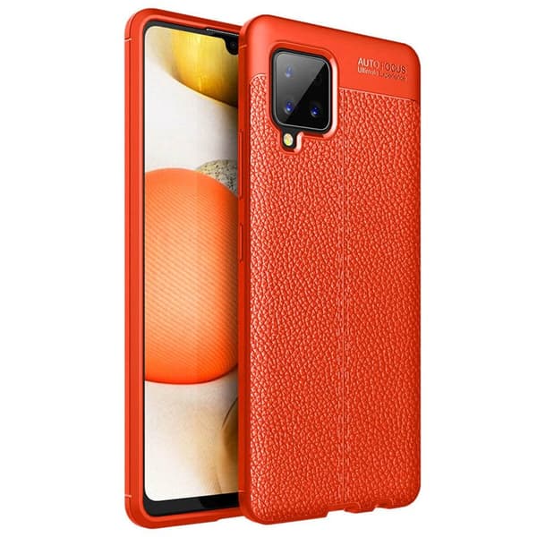 Lædermønstret TPU Cover Samsung Galaxy A42 : farve - rød