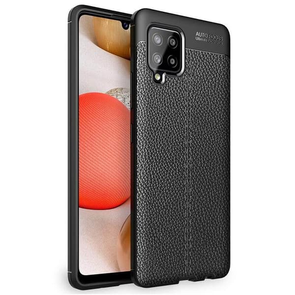 Lædermønstret TPU Cover Samsung Galaxy A42 : farve - sort