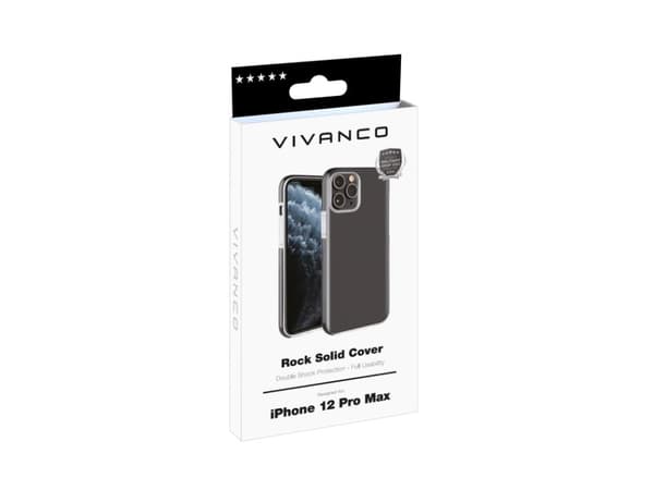 Vivanco Rock Solid, Etui, Apple, iPhone 12 Pro Max, 17 cm (6.7"), Sort, Gjennomsiktig