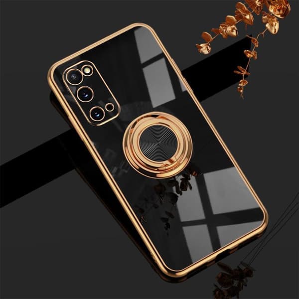 Luksuriøst stilfuldt etui Samsung Galaxy S20 med ringstativfunktion Guld