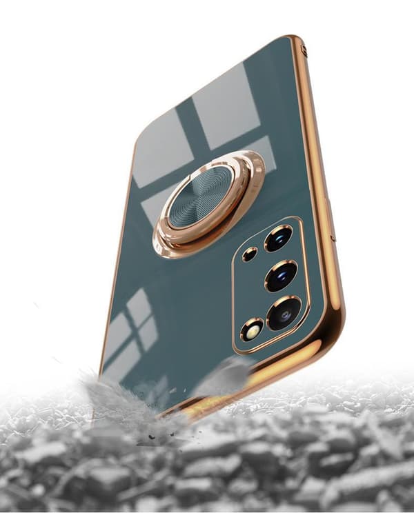 Luksuriøst stilfuldt etui Samsung Galaxy S20 med ringstativfunktion Guld
