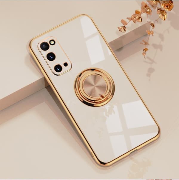 Luksuriøst stilfuldt etui Samsung Galaxy S20 med ringstativfunktion Guld