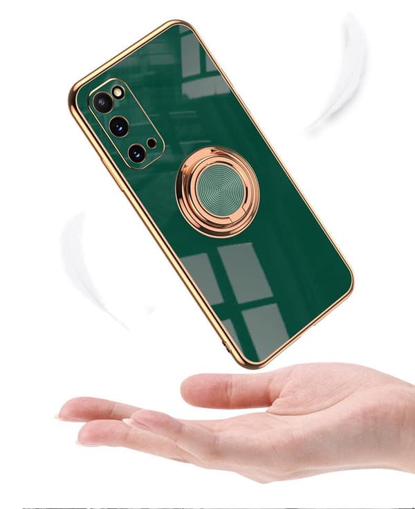 Ylellinen tyylikäs kotelo Samsung Galaxy S20 Plus, jossa rengasjalustatoiminto kulta