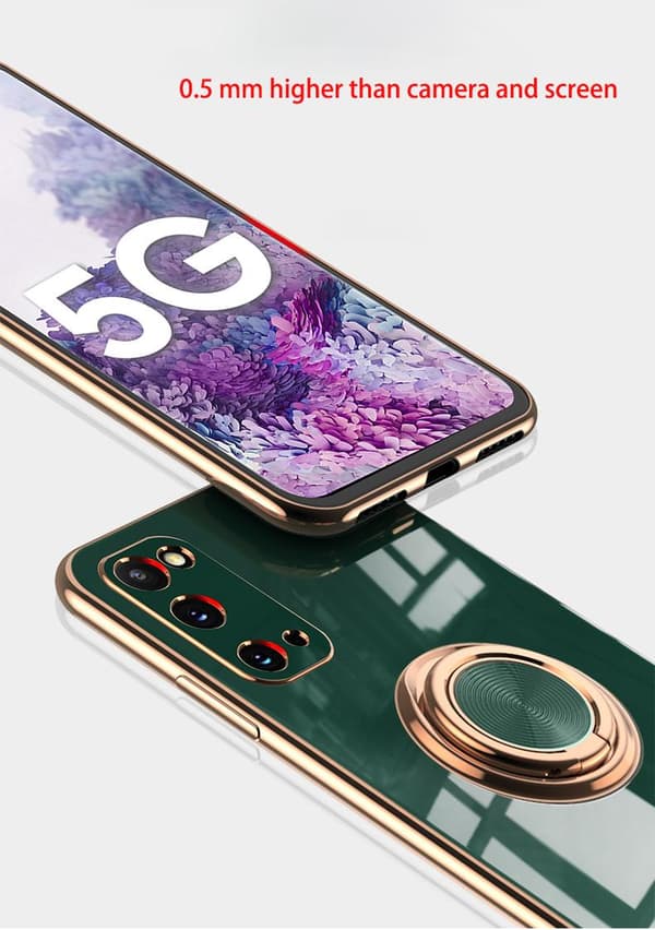 Ylellinen tyylikäs kotelo Samsung Galaxy S20 Plus, jossa rengasjalustatoiminto kulta