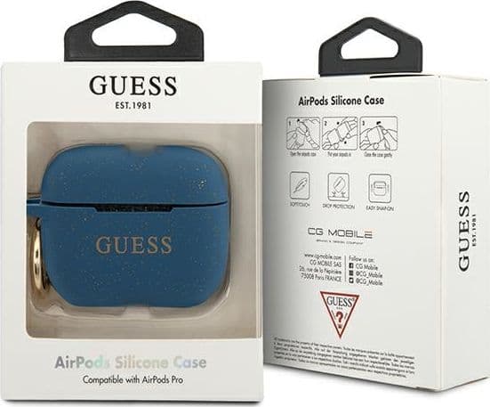 Guess GUACAPSILGLBL AirPods Pro cover blue Silicone Glitter