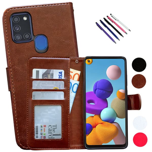 Beskyt din Samsung A21s - Læder Etui! Brown