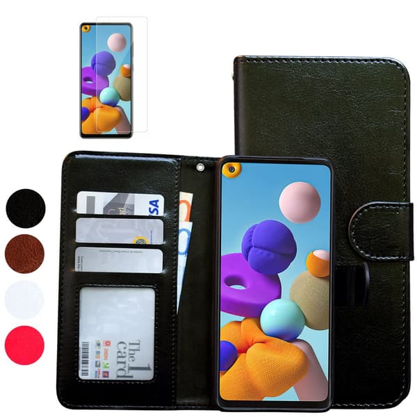 Samsung Galaxy A21s - Læder cover / Beskyttelse White