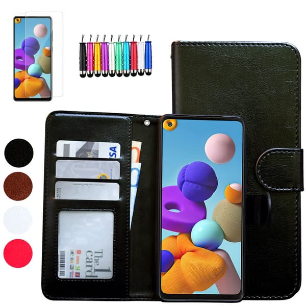 Skydda din Galaxy A21s - Läderfodral! Black