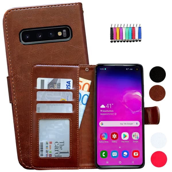 Samsung Galaxy S10 - Læder cover / Beskyttelse Black