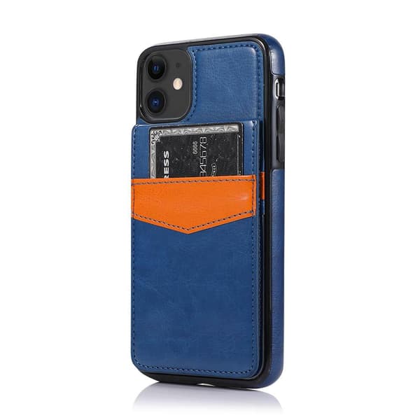 Professionellt Skal med Kortfack (LEMAN) - iPhone 12 Mini Mörkblå