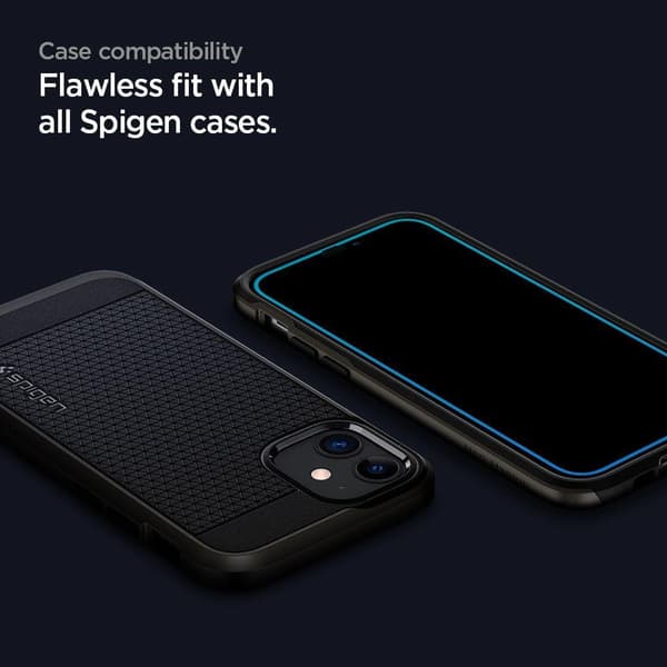 SPIGEN ALM FC 2-Pack Härdat Glas Skärmskydd iPhone 12 & 12 Pro - Svart