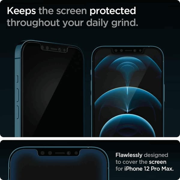 SPIGEN Ez Fit 2-Pack Härdat Glas Skärmskydd.Tr iPhone 12 Pro Max - Svart