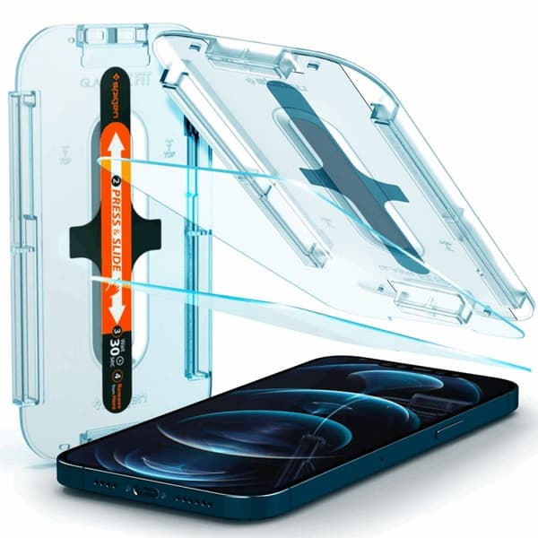 SPIGEN Ez Fit 2-Pack Härdat Glas Skärmskydd.Tr iPhone 12 Pro Max - Svart