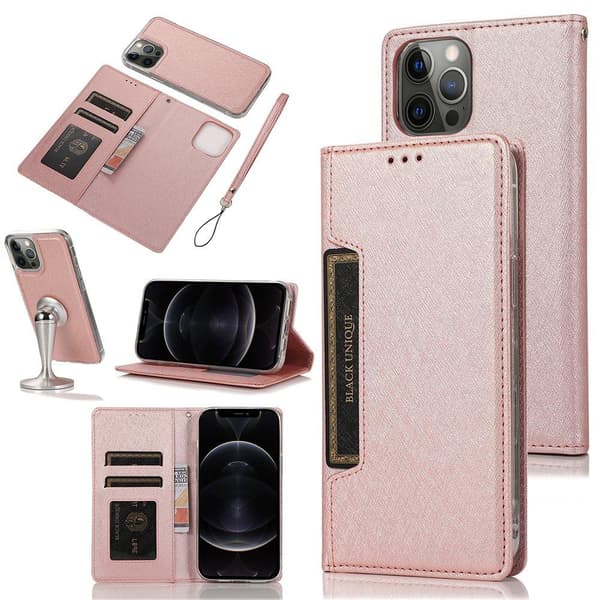 iPhone 12 Pro Max - Praktiskt Plånboksfodral (FLOVEME) Roséguld Roséguld