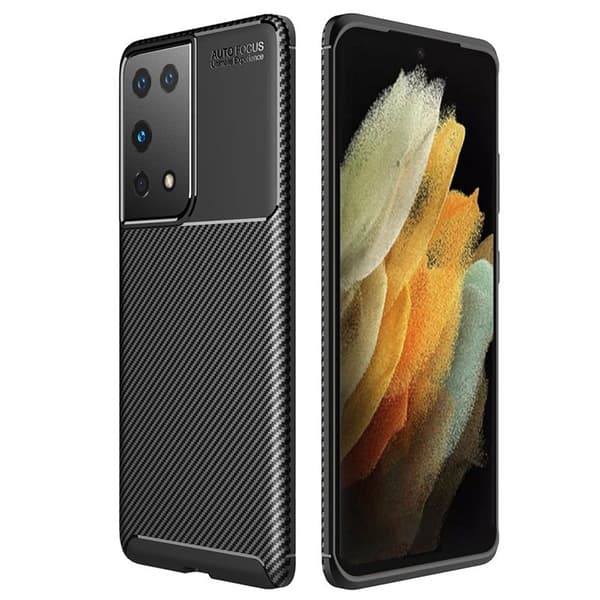 Carbon silikon skal Samsung Galaxy S21 Ultra : Färg - Svart