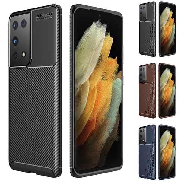Carbon silikon skal Samsung Galaxy S21 Ultra : Färg - Svart