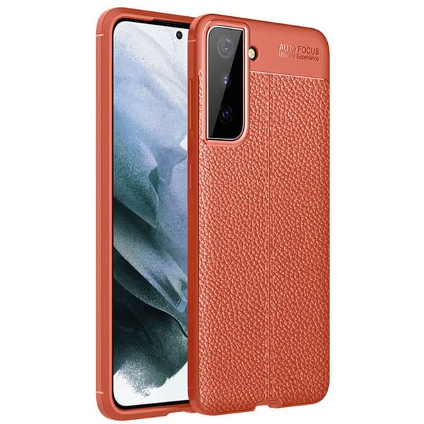 Läder mönstrat TPU skal Samsung Galaxy S21 : Färg - Röd