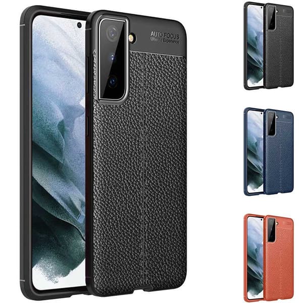 Läder mönstrat TPU skal Samsung Galaxy S21 : Färg - Röd