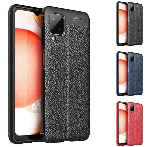 Nahkakuvioitu TPU kuori Samsung Galaxy A12 : väri - sininen