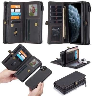 CaseMe Plånboksfodral iPhone 12 / iPhone 12 PRO (14 Kortfack) Grå-Svart