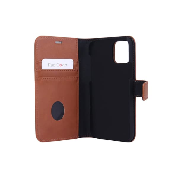 RADICOVER Strålingsbeskyttende Wallet Læder iPhone 12/12 Pro 2in1 Exclusive RFID Brun