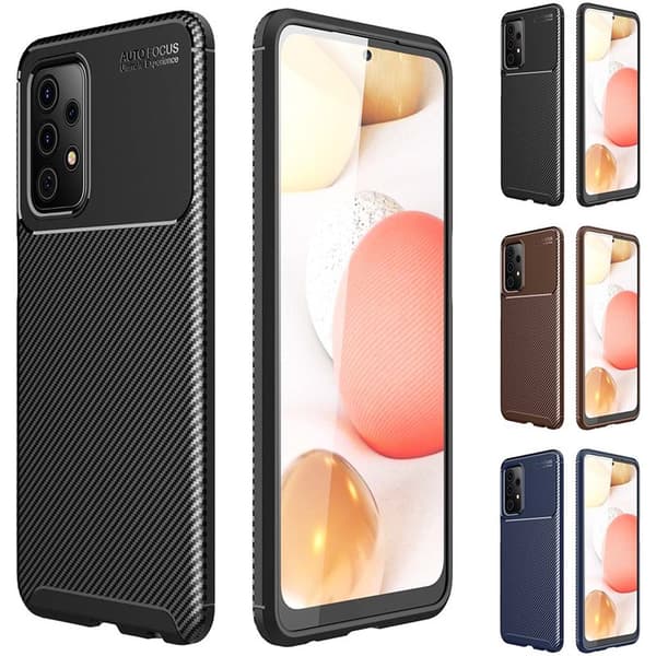 Carbon silikoni kuori Samsung Galaxy A52 5G : väri - ruskea
