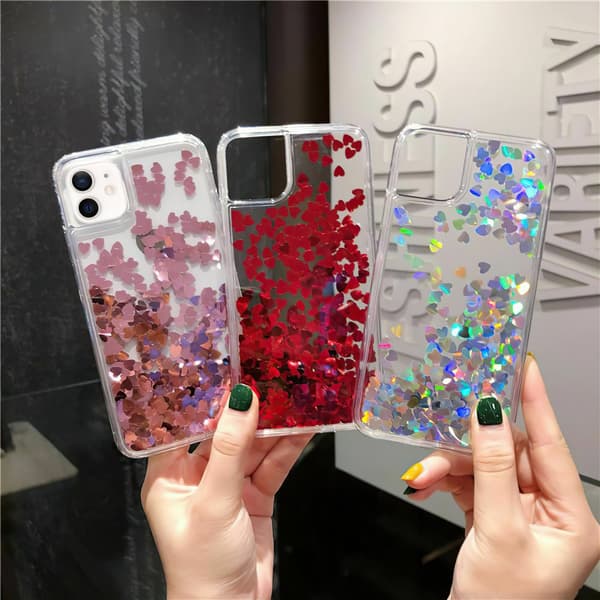 iPhone 12 - Moving Glitter 3D Bling Cover / Beskyttelse