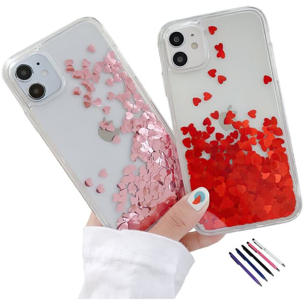 iPhone 12 - Moving Glitter 3D Bling Cover / Beskyttelse