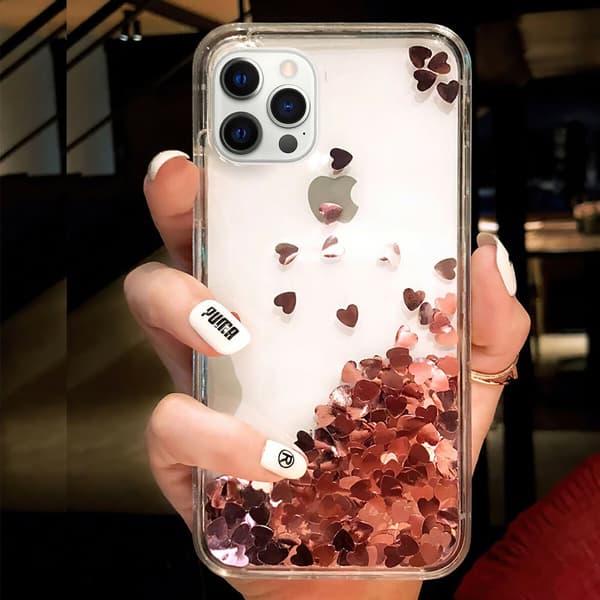 iPhone 12 Pro - Moving Glitter 3D Bling Cover / Beskyttelse