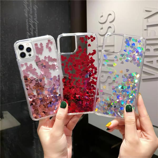 iPhone 12 Pro - Moving Glitter 3D Bling Cover / Beskyttelse