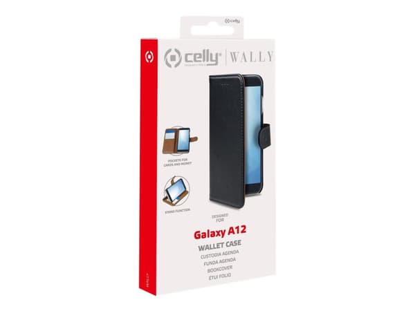 Celly WALLY945, Folio-kotelo, Samsung, Galaxy A12, 16,5 cm (6.5"), Musta