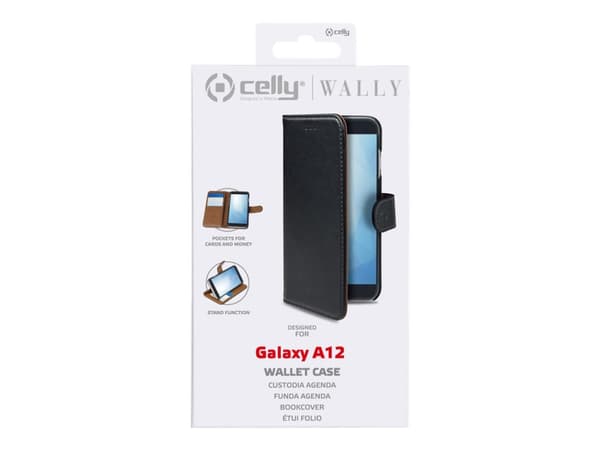 Celly WALLY945, Folio-kotelo, Samsung, Galaxy A12, 16,5 cm (6.5"), Musta